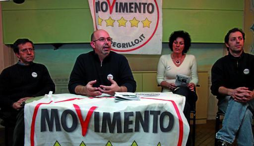 
 Daniele Pigoli, il candidato presidente Vito Crimi,  Carla Armellini e Davide Scala presentano la lista del Movimento «Cinque Stelle»  FOTOLIVE 