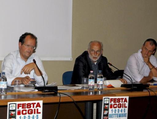 
 I relatori del dibattito organizzato per la festa della Cgil FOTOLIVE 