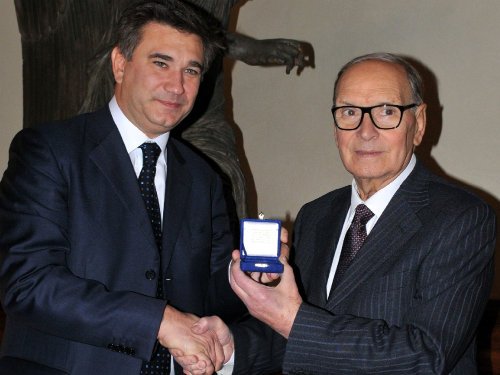 Il sindaco Paroli con Ennio Morricone
